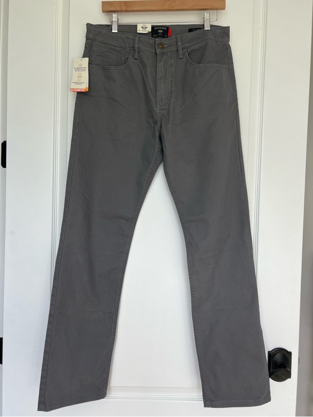 Dockers All Seasons Tech 5-Pocket Gray Grey Pants Mens Straight Leg Khakis 31x32